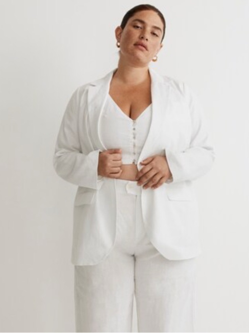Madewell womens White The Plus Larsen Blazer in 100% Linen 1X